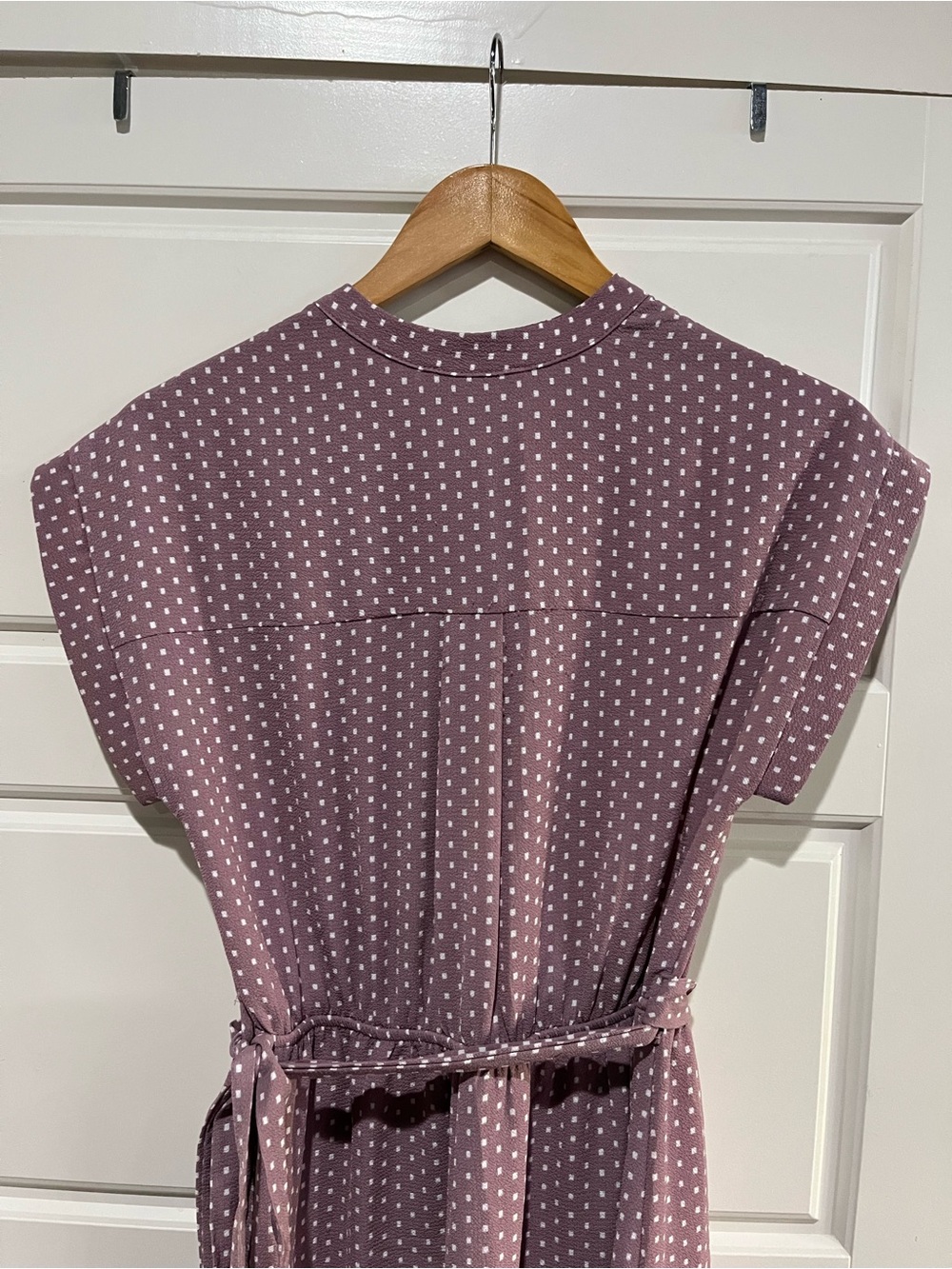 Monteau Mauve Geometric Print Belted Midi Dress Size L - Picture 9 of 11